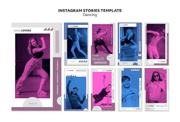 PSD grátis modelo de histórias do instagram para amantes de dança