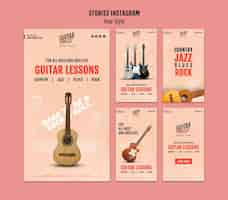 PSD grátis modelo de histórias do instagram para aulas de guitarra