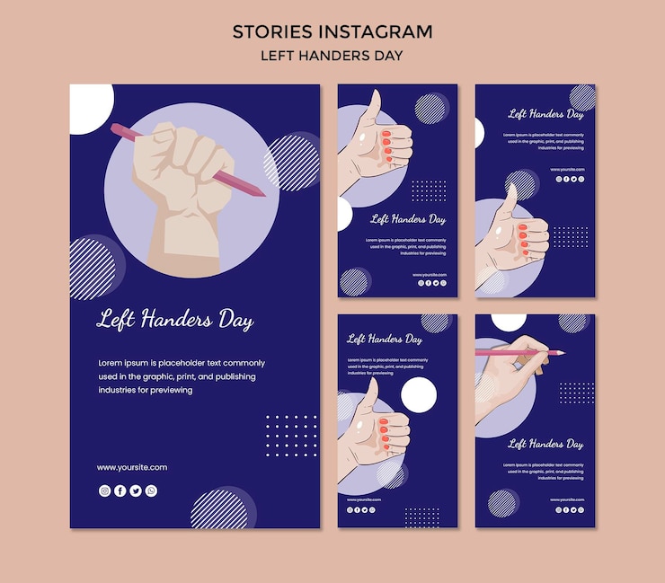 PSD grátis modelo de histórias do instagram para canhotos do dia