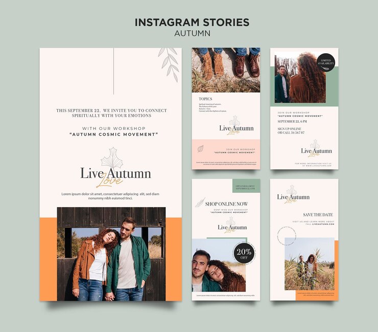 PSD grátis modelo de histórias do instagram para conceito de outono