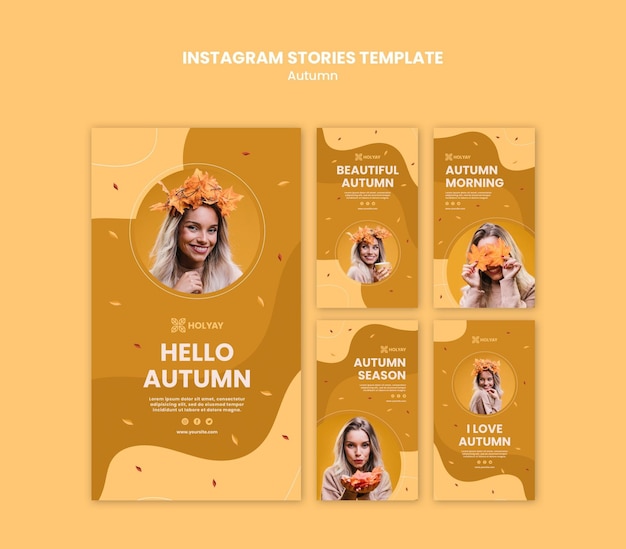 Modelo de histórias do instagram para conceito de outono