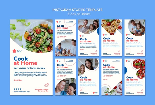 Modelo de histórias do instagram para cozinhar em casa