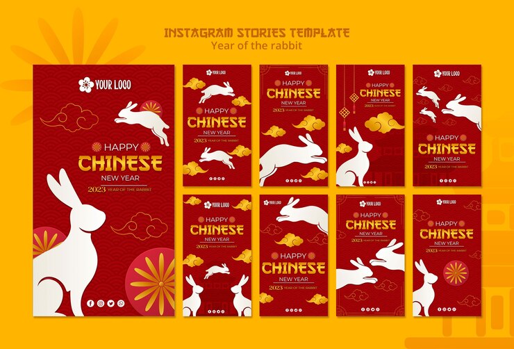 PSD grátis modelo de histórias do instagram para o ano novo chinês