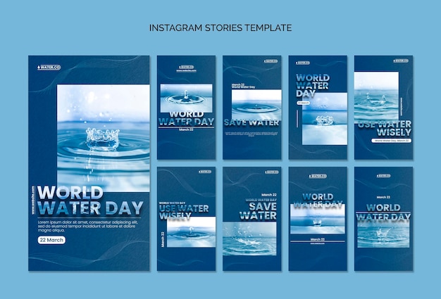 PSD grátis modelo de histórias do instagram para o dia mundial da água com foto
