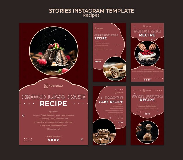 Modelo de histórias do instagram para receitas de sobremesas