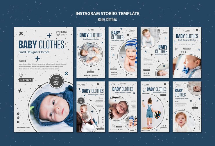 PSD grátis modelo de histórias do instagram para roupas de bebê