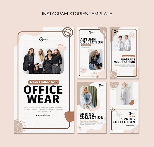 PSD grátis modelo de histórias do instagram para roupas de escritório