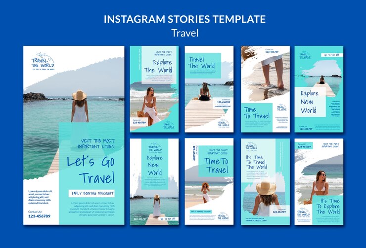 PSD grátis modelo de histórias do instagram para viajar pelo mundo