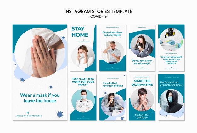 Modelo de histórias do instagram stay stay covid-19