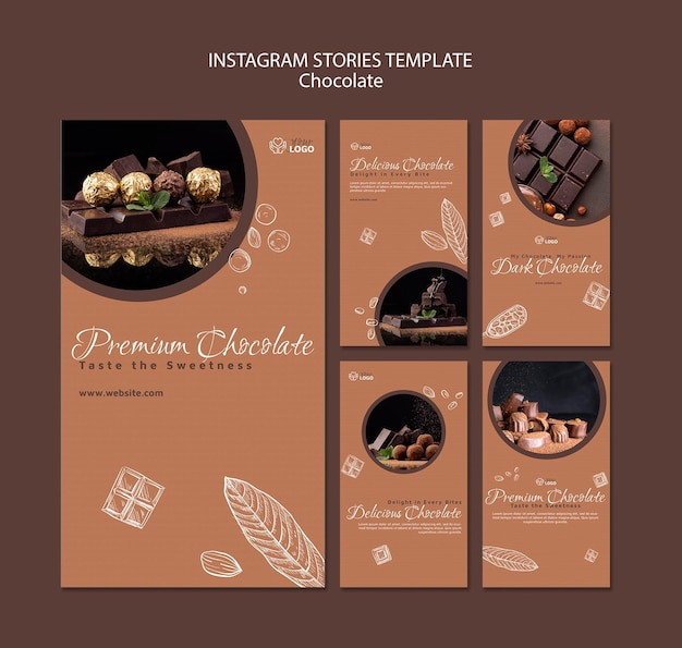 Modelo de histórias instagram de chocolate premium