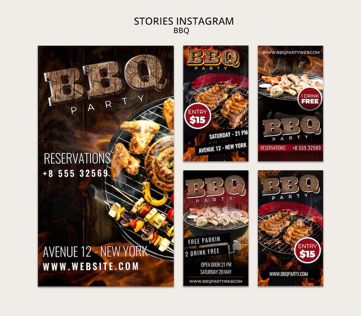PSD grátis modelo de histórias para instagram de churrasco