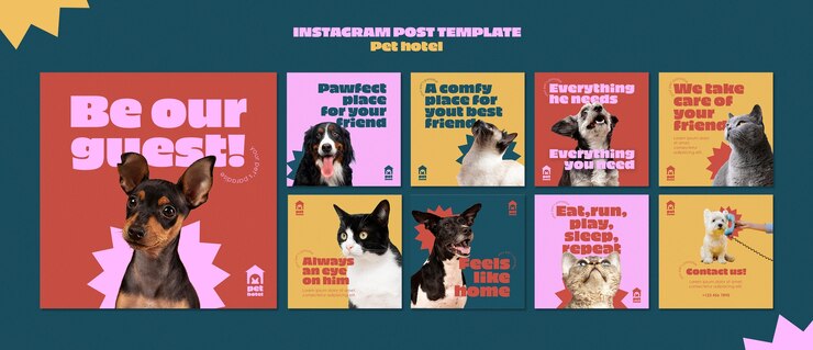 PSD grátis modelo de hotel para animais de estimação de design plano