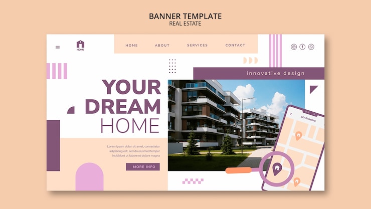 PSD grátis modelo de imóveis de design plano