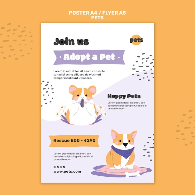 Modelo de impressão de adoção de animal de estimação