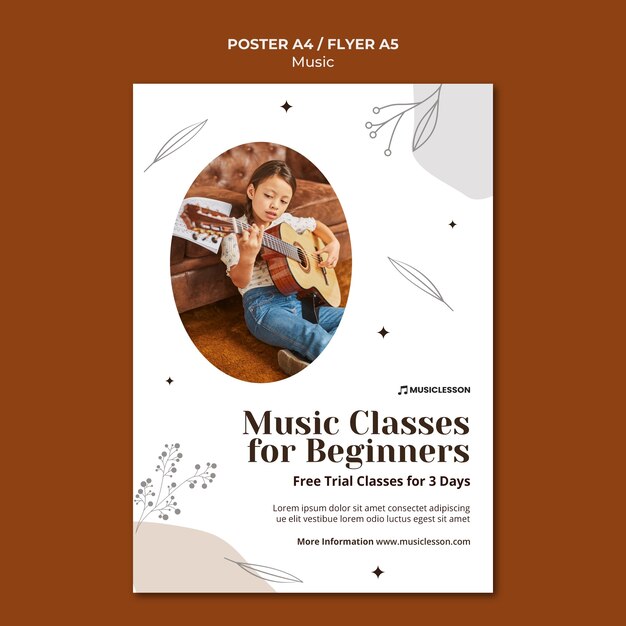Modelo de impressão de aulas de guitarra
