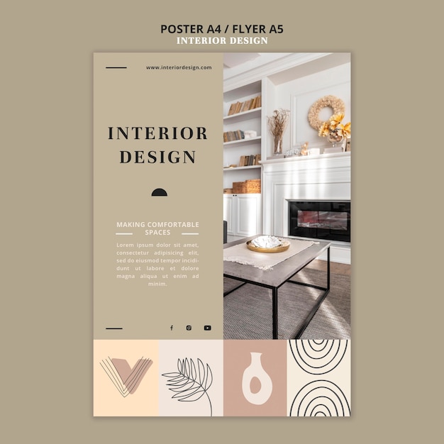 Modelo de impressão de design de interiores