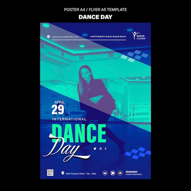 PSD grátis modelo de impressão de dia de dança