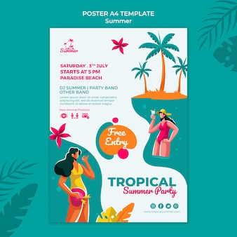 Modelo de impressão de festa de verão tropical
