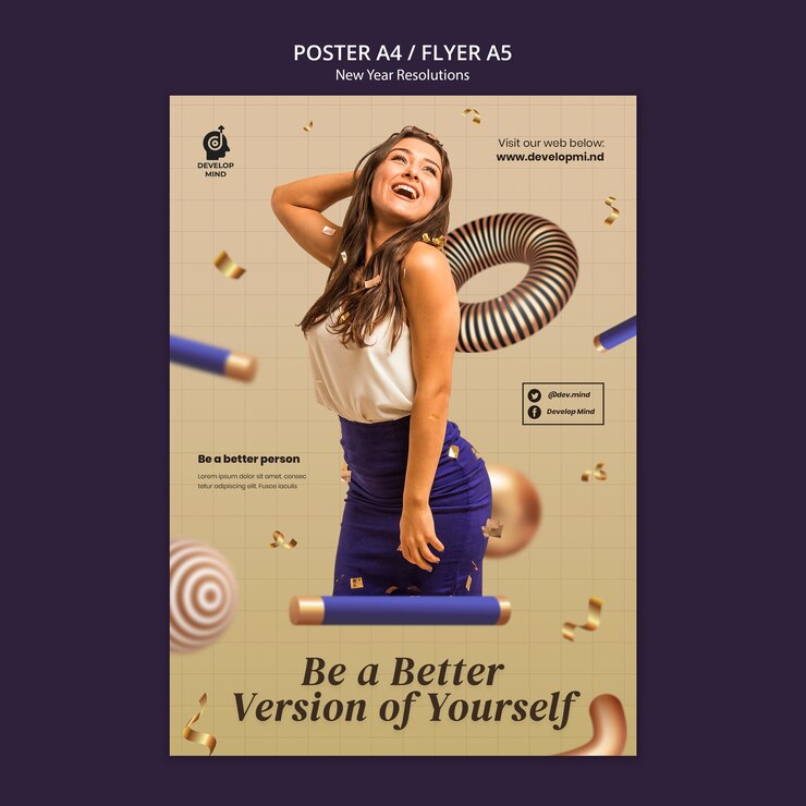 PSD grátis modelo de impressão de metas festivas de ano novo
