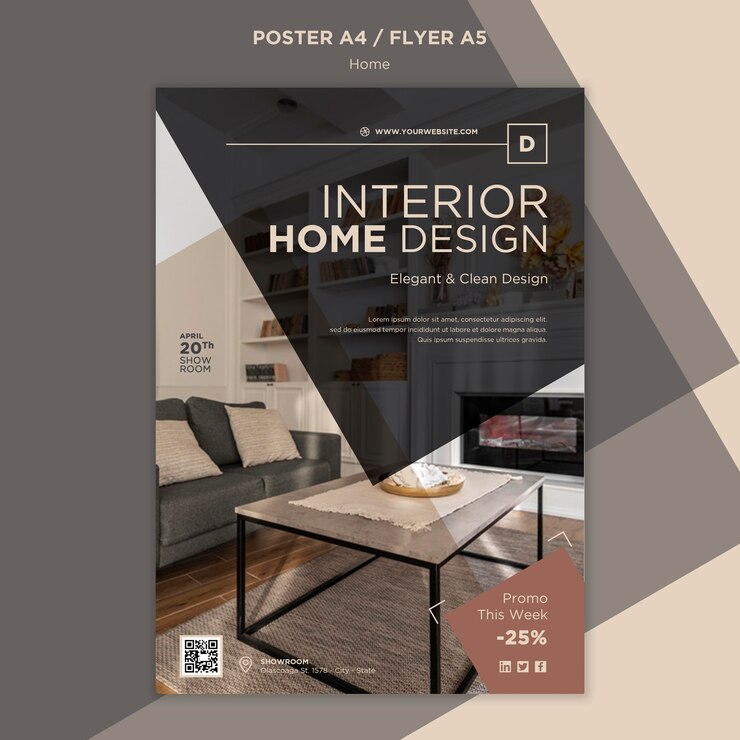 PSD grátis modelo de impressão de vendas de decoração para casa