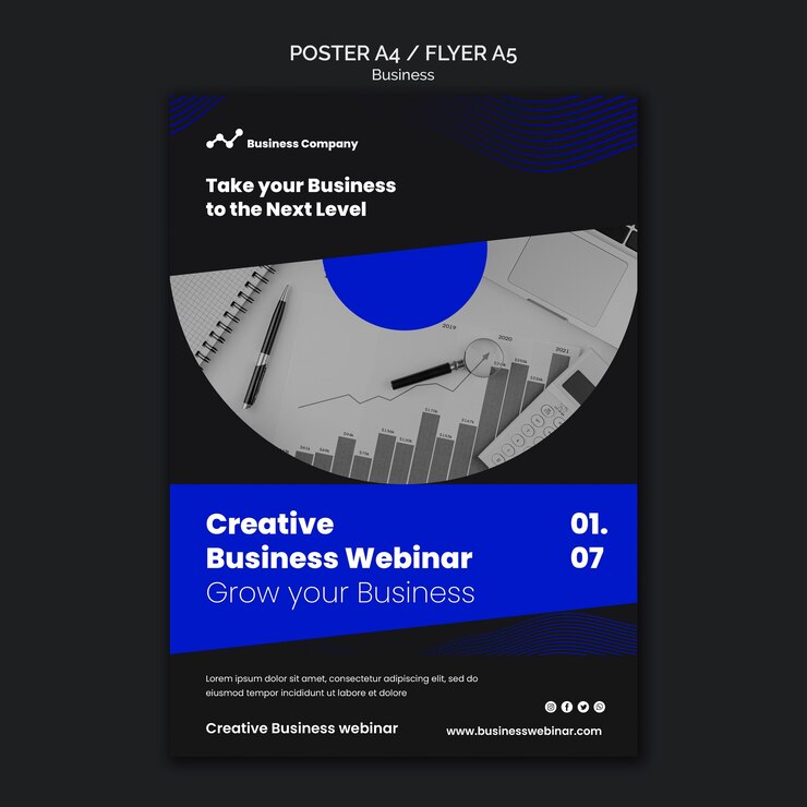 PSD grátis modelo de impressão de webinar de negócios
