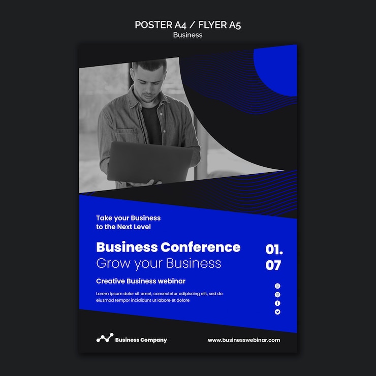 PSD grátis modelo de impressão de webinar de negócios