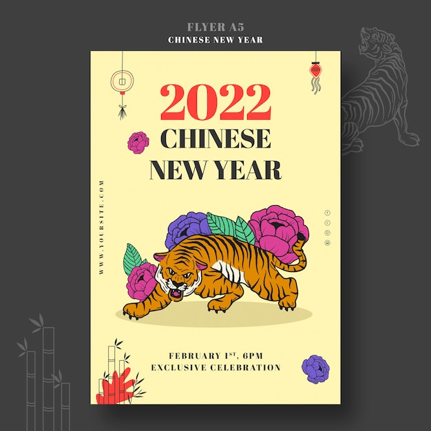 PSD grátis modelo de impressão do ano novo chinês