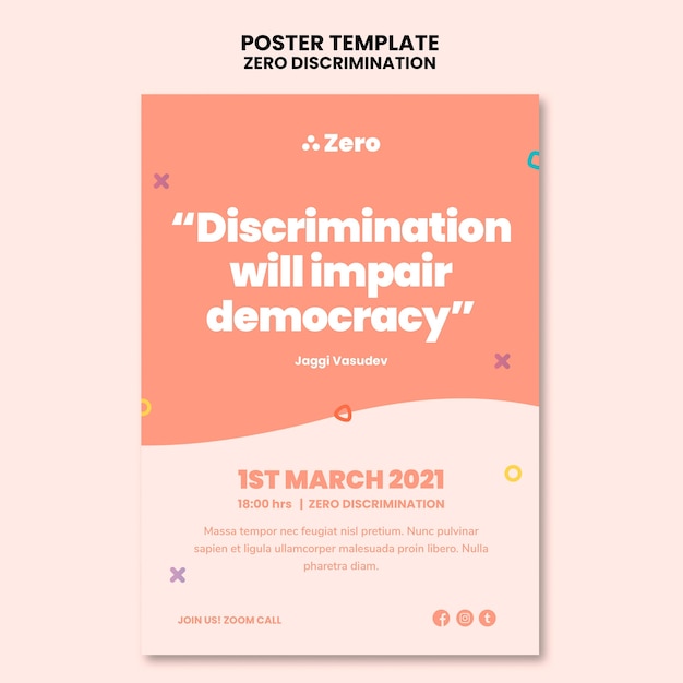 Modelo de impressão do dia de discriminação zero