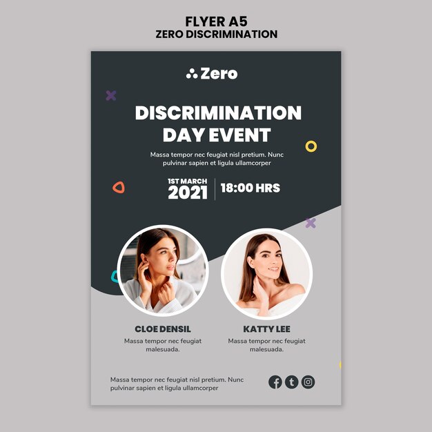 Modelo de impressão do dia de discriminação zero