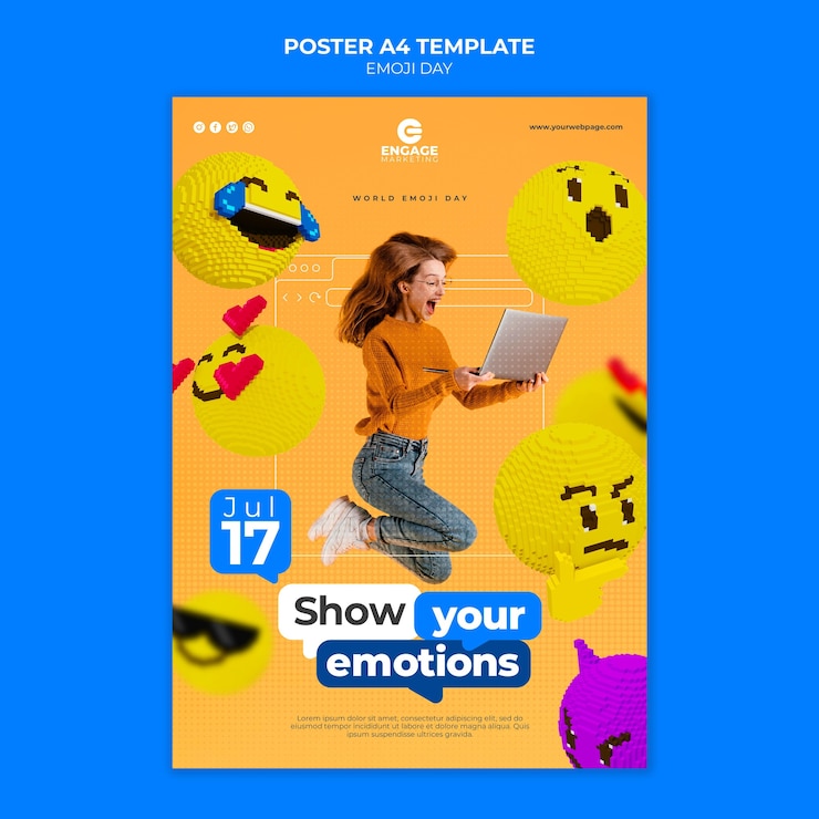 PSD grátis modelo de impressão do dia de emoji