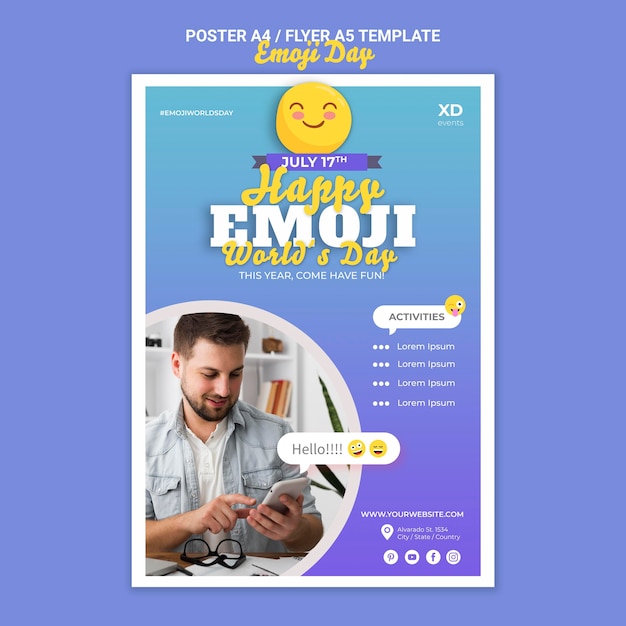 PSD grátis modelo de impressão do dia de emoji