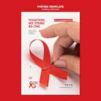 PSD grátis modelo de impressão do dia mundial da aids com detalhes em vermelho