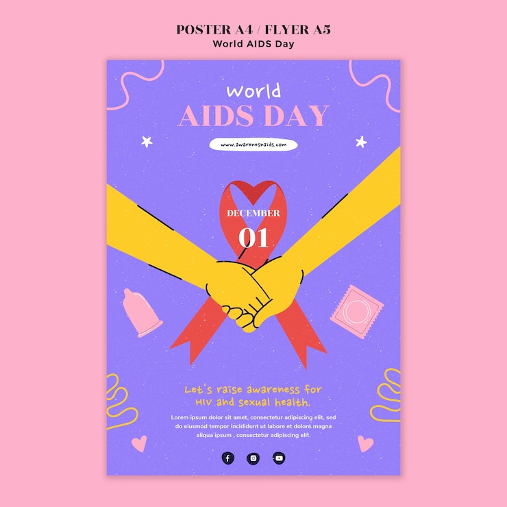 PSD grátis modelo de impressão do dia mundial da aids