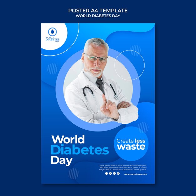 Modelo de impressão do Dia Mundial da Diabetes Criativa