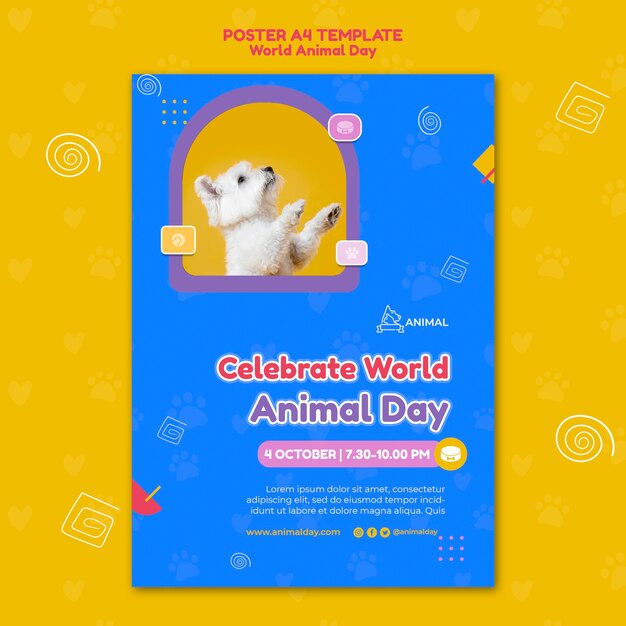 Modelo de impressão do Dia Mundial do Animal