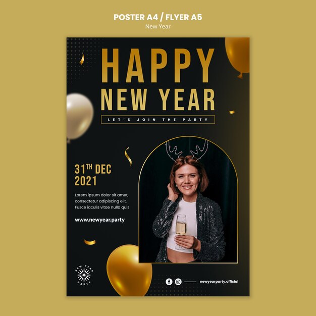 Modelo de impressão festiva para véspera de ano novo