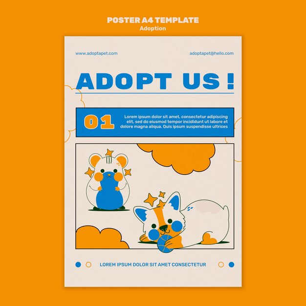 Modelo de impressão ilustrado de animais de estimação