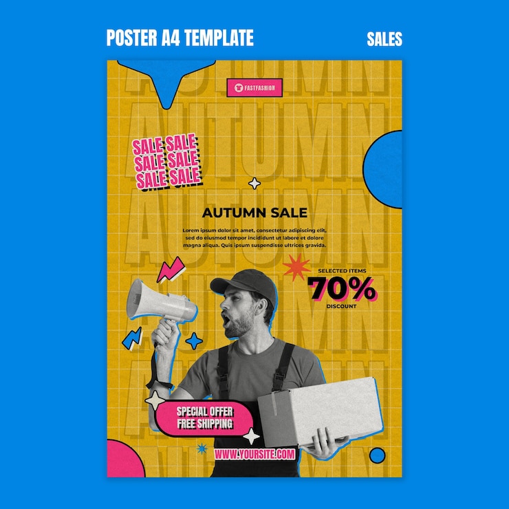 PSD grátis modelo de impressão retro de vendas