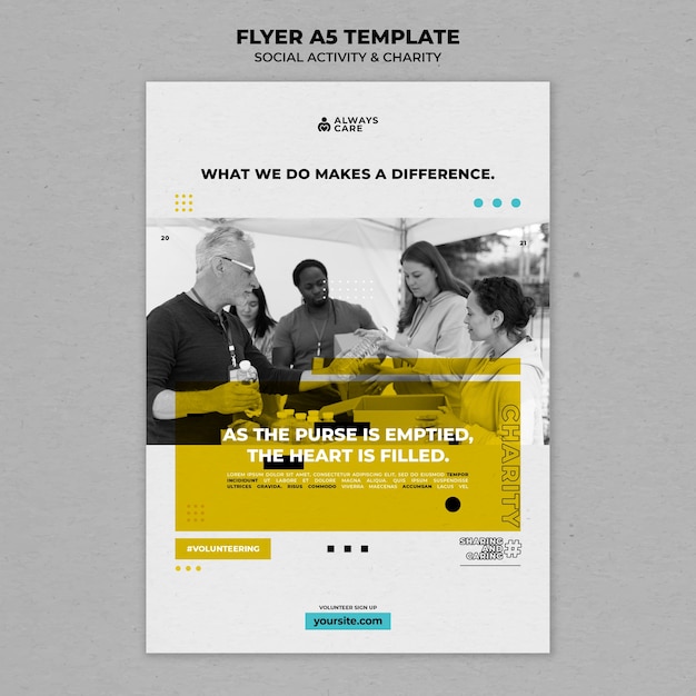PSD grátis modelo de impressão vertical de atividade social e caridade