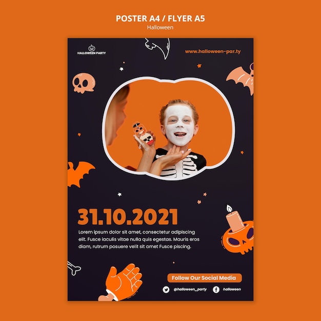 PSD grátis modelo de impressão vertical de halloween