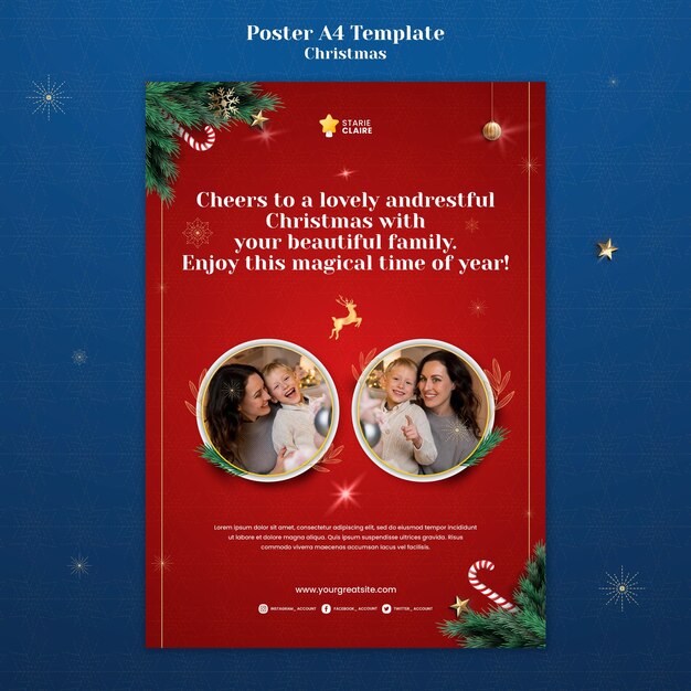 Modelo de impressão vertical de Natal festivo