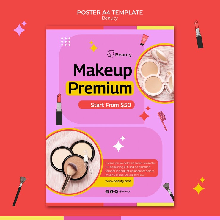 PSD grátis modelo de impressão vertical de produtos de beleza