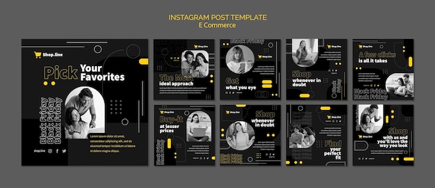 PSD grátis modelo de instagram de comércio eletrônico de design plano