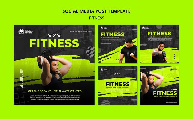 Modelo de instagram de fitness e academia de design plano