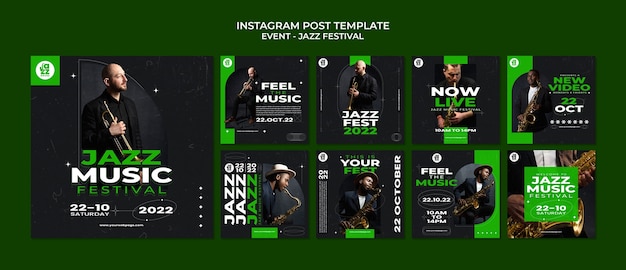 Modelo de instagram de jazz de design plano