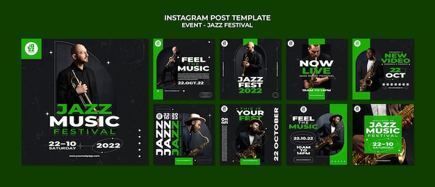 PSD grátis modelo de instagram de jazz de design plano