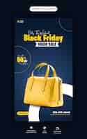 PSD grátis modelo de instagram de mega venda black friday e banner de história do facebook