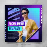 PSD grátis modelo de instagram de mídia social de cor de néon gradiente