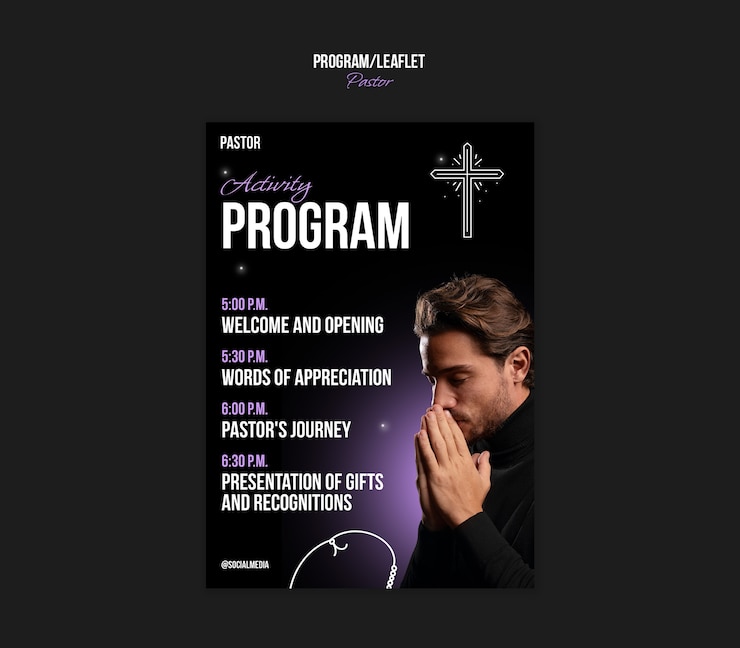 PSD grátis modelo de liderança de pastor inspirador