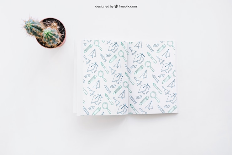PSD grátis modelo de livro com cactos